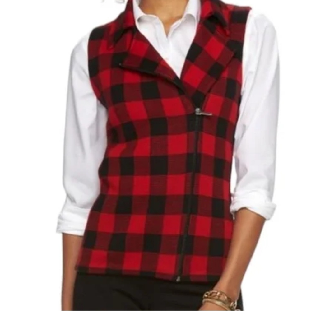 Chaps Red and Black Checkered Vest